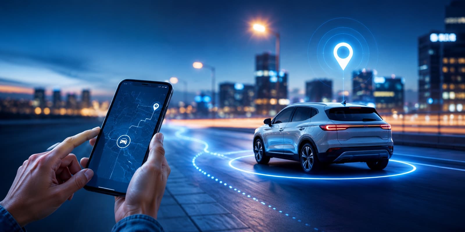 Rastreio veicular BemAmigos em um app de celular, com o carro localizado em tempo real